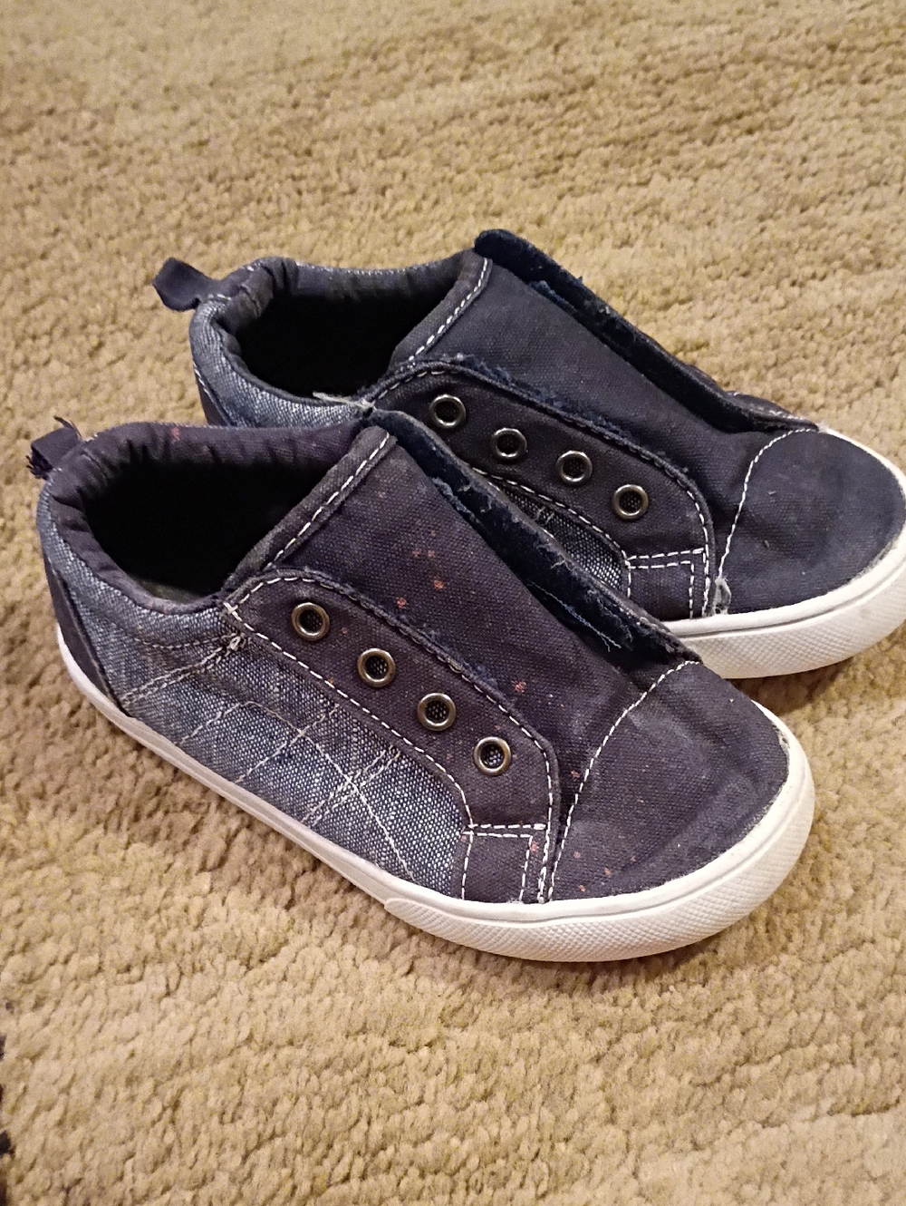 Kids Navy Slip-On Canvas Sneakers